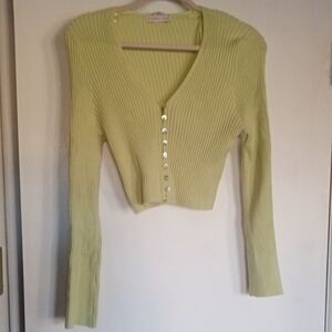 Women's Light Green Knitwear Button Down Size Large Very Gently Preowned